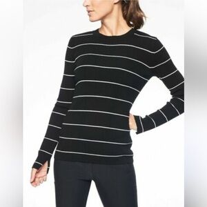 Athleta Bayside crewneck sweater black extra fine merino wool Medium